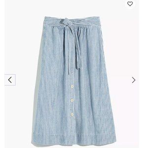 MADEWELL Tie Palisade Button-Front Midi Skirt in Pilar Stripe SIZE 8